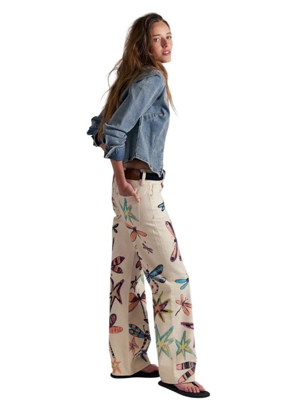 Free People We The Free Tennessee Low Rise Illusions Jeans Dragonfly Size 25 New - Picture 8 of 16